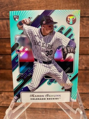 2025 Topps Pristine Aaron Schunk Aqua Teal Refractor # /199 Rockies