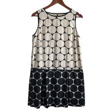 Loft Women Mini Dress 12P Cotton Silk Large Dot Drop Waist Quiet Luxury Girly