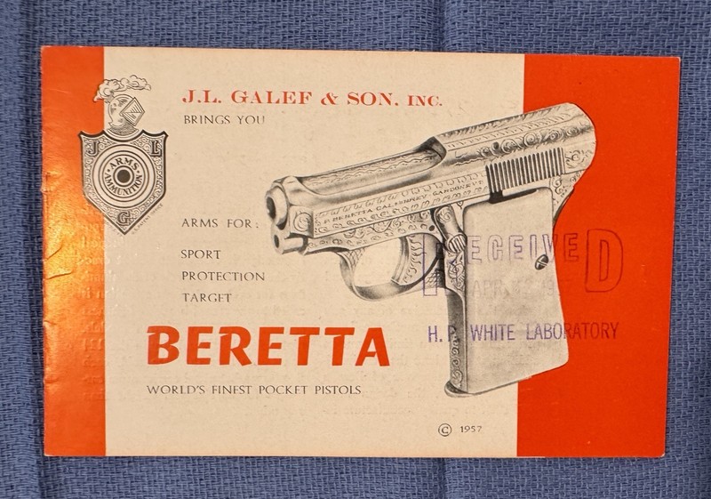 Vintage 1957 J.L. GALEF & Sons Beretta Pistols Pocket Catalog