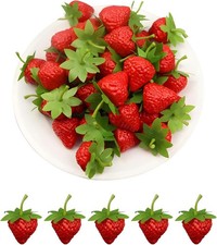30 Pieces Fake Strawberry Plastic Faux Artificial Strawberries Small, Red