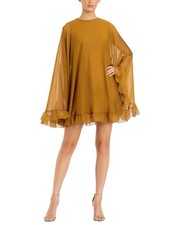Mac Duggal High Neck Ruffle Hem Cape Mini Dress Women's