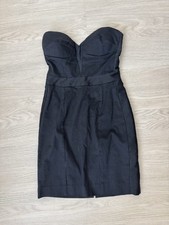 Vintage Bebe Black Pinstripe Strapless Dress W Zipper Back Size 2 Y2K 90s Mini