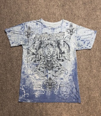 Vintage Y2K Raw State T Shirt Mens Small Affliction Xzavier Style Grunge Goth