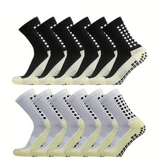 4 Pair Sport Socks Anti Slip W/ Grip Soccer Men Football Basketball Sock Premium