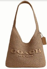 COACH Brooklyn 28 Straw Shoulder Bag Natural NWT