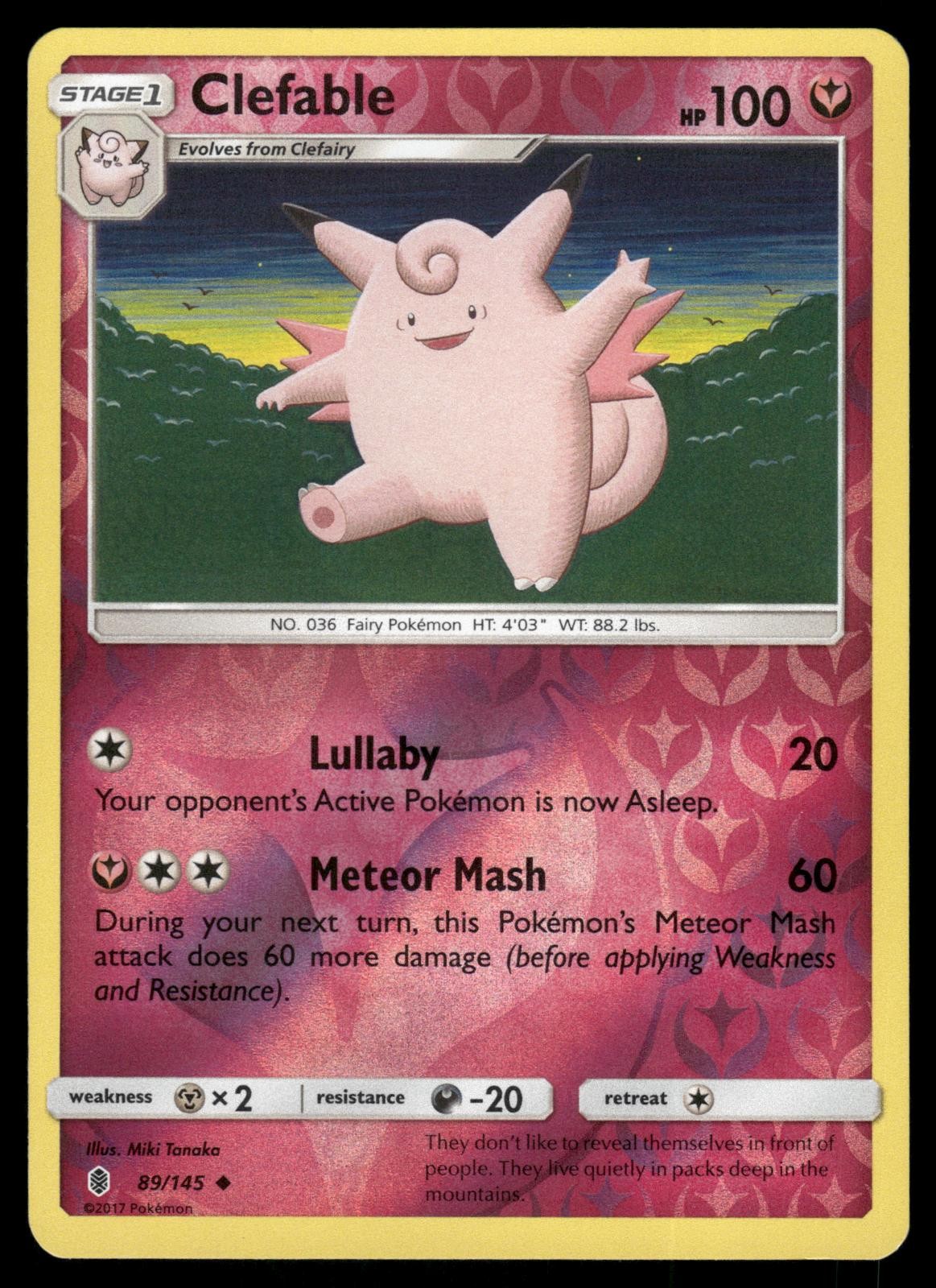 Clefable 89/145 Uncommon Guardians Rising Pokemon Reverse Holo Near Mint