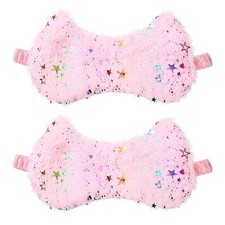 2 Pack Plush Sleep Masks, Cute Light Eye Mask Soft Sleeping Eye Cover, Pink