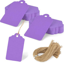 120PCS Gift Tags with String Attached, 1.6 X 2.8 Inch Purple Paper Tags for Wedd