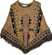 Aztec Poncho Shawl Boho Hippie One Size Native Print Soft Tribal Loana Lady
