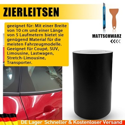 Zierleisten Luftkanäle Folie Wrap Folie Matt-Schwarz Car Chrome Delete 5m x 10cm