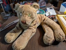 Vintage Stuffed Tiger 1950s Missing One Eye