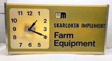 Rare White Farm Equipment Dealership Clock Motor Skarloken Implement Tractor 
