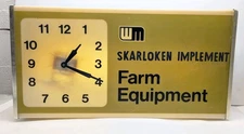 RARE White Farm Equipment Dealership Clock Motor Skarloken Implement Tractor 