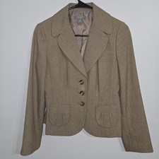 V 27 Ann Taylor Petites Blazer 4P Brown Career Office Business Casual Jacket