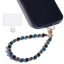 Marble Beaded Phone Wrist Strap,Detachable Phone Bracelet Strap Blue Tiger Eye
