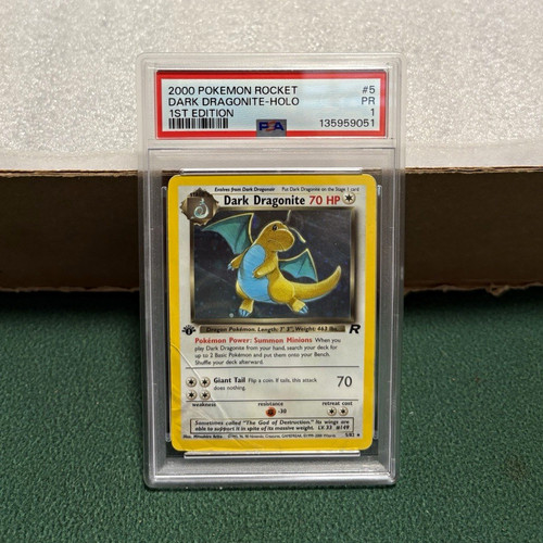 Dark Dragonite (1st Edition) graded PSA 1 for sale on eBay
