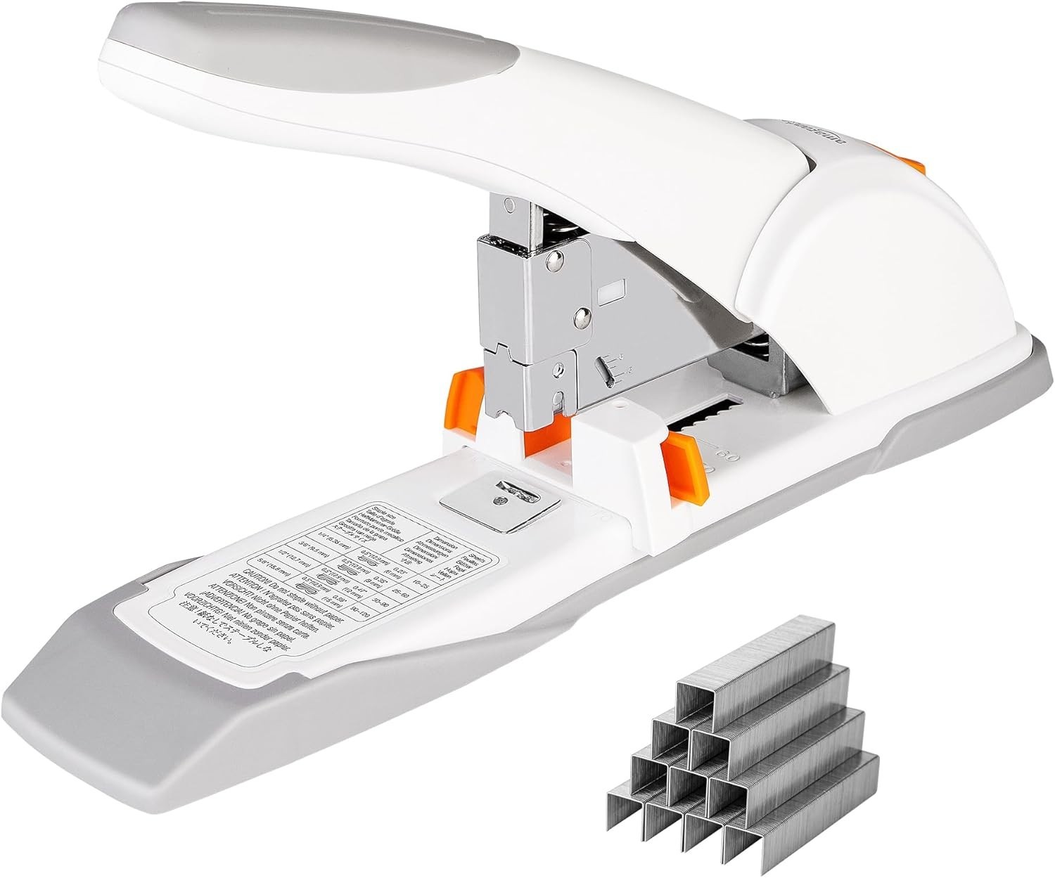 Heavy-Duty Stapler 130 Sheet Capacity Office Desktop Stapler White Metal Constru