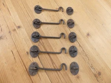 5 Iron Hook & Latch Eye Lock Window Hand Forged Barn Cabin Door **SOME RUST**