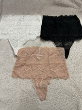 Victoria  s Secret Lace High Waisted Thong Panty Lot,M,NWT Retail 29.50 