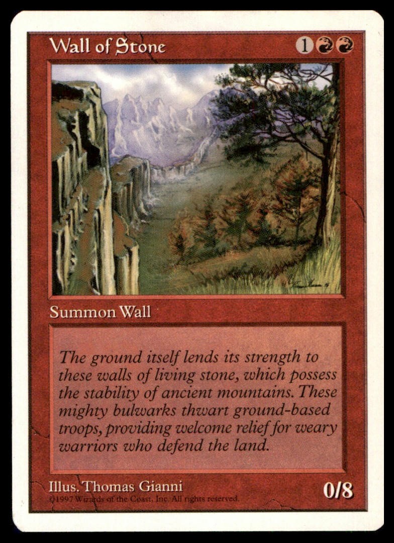 Wall of Stone Uncommon Fifth Edition Magic: The Gathering Lightly Played