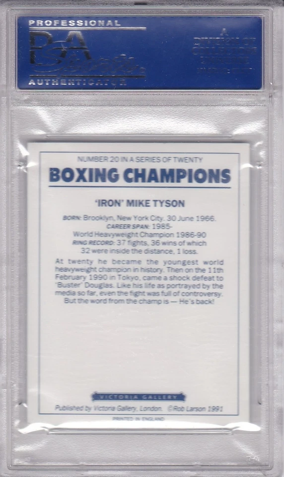 MIKE TYSON ROOKIE CARD 1991 Victoria Gallery Boxing Champions RARE $$ PSA RC! - Image 2 of 2