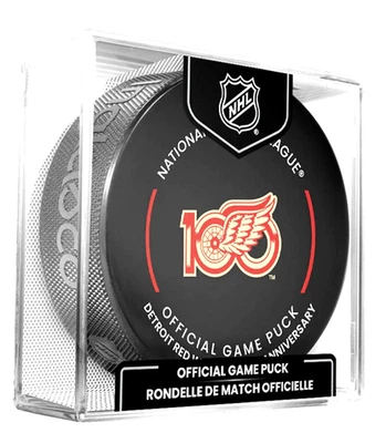 INGLASCO 2025-26 DETRIOT RED WINGS 100th ANNIVERSARY NHL OFFICIAL GAME PUCK