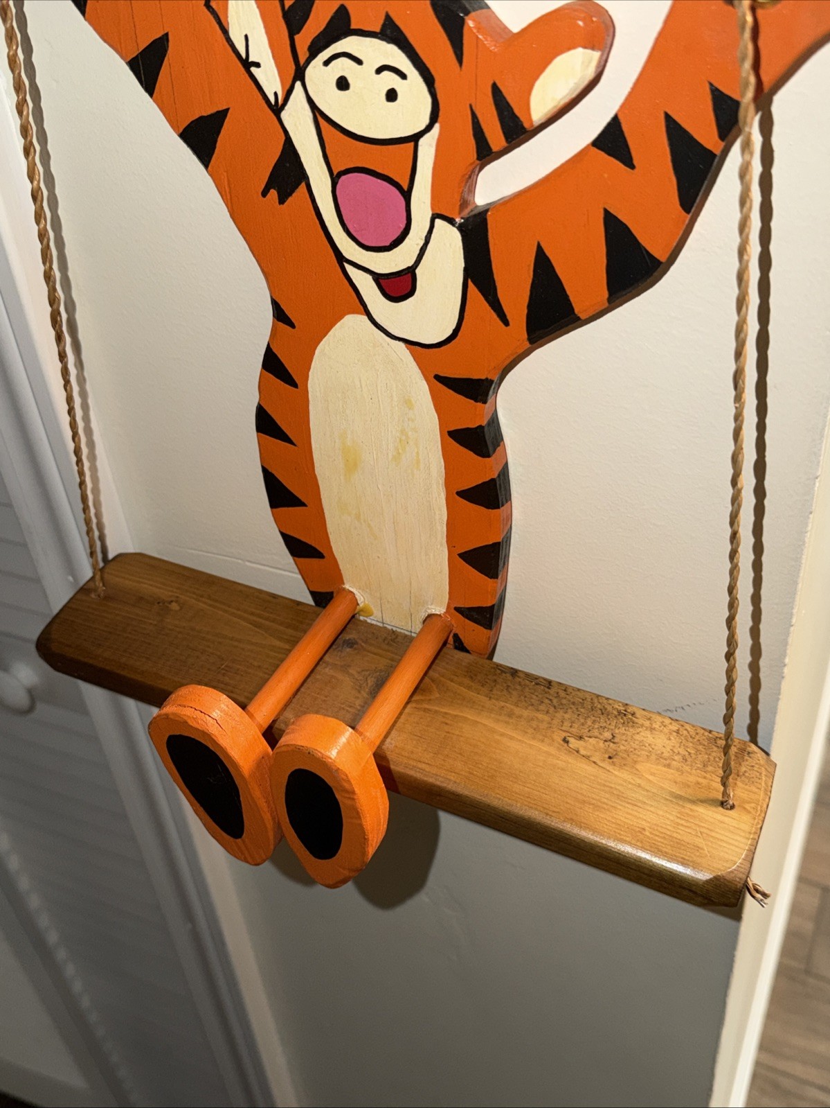 Wooden Tigger Swing Winnie The Pooh Vintage 15.5” X 11” Tigger