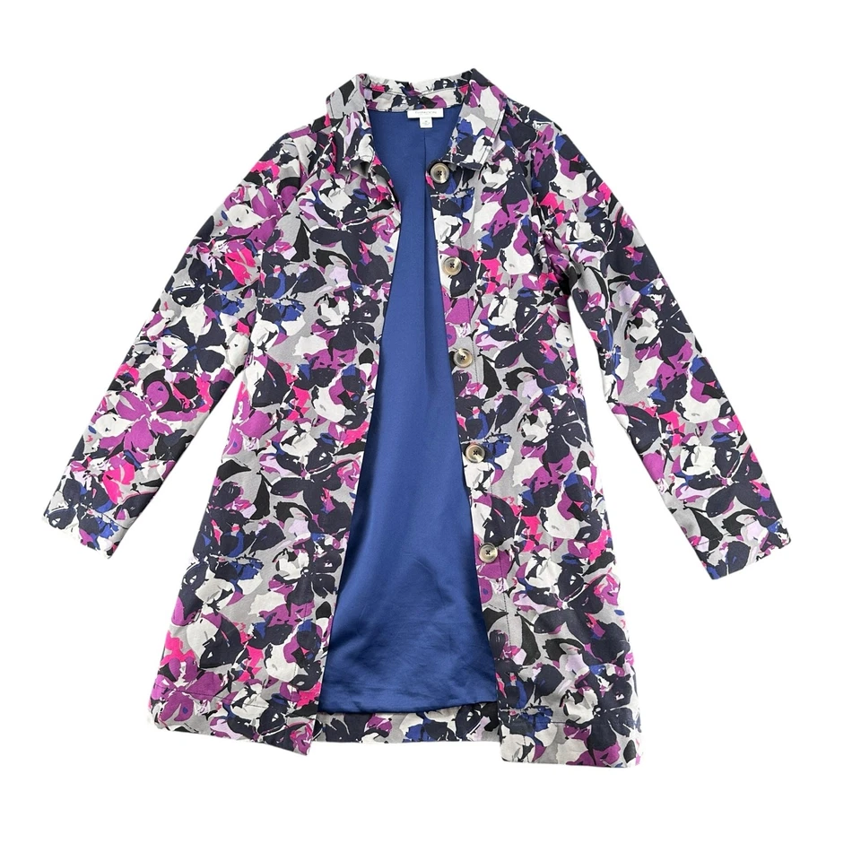 Gabardina larga de algodón de lona púrpura con estampado floral Thakoon mediana Foto 2 de 4