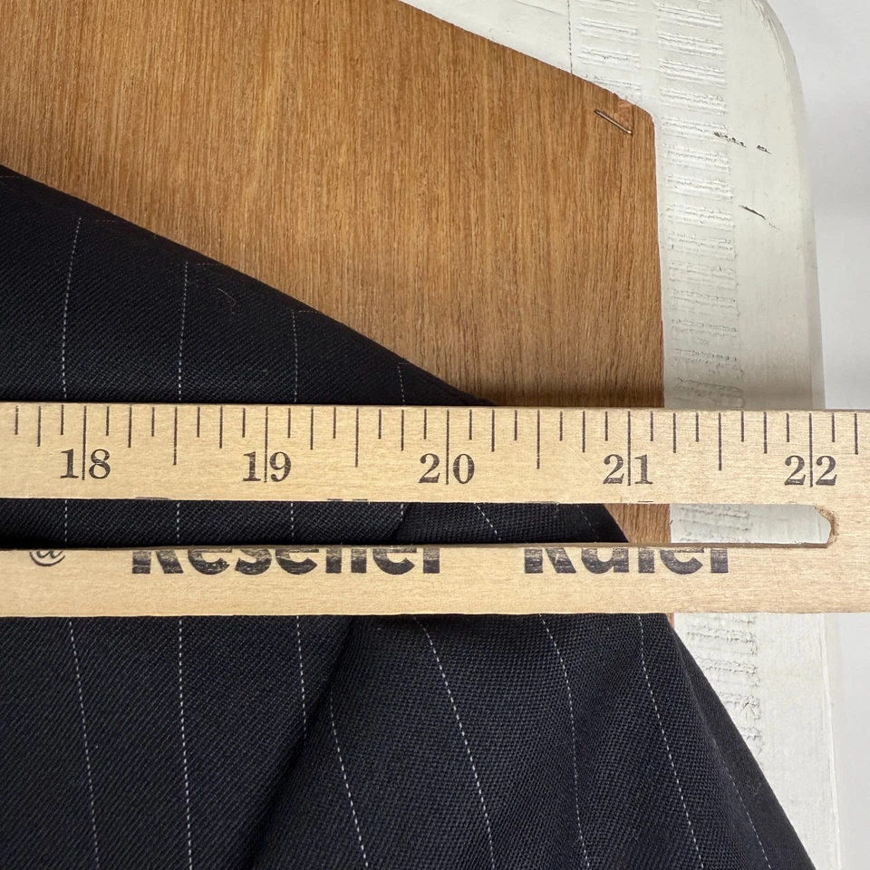 Chaps Suit Mens 46R Black Pinstripe 3 Button 100% Wool Pants 42x30 Pleated Front - Image 4 of 4