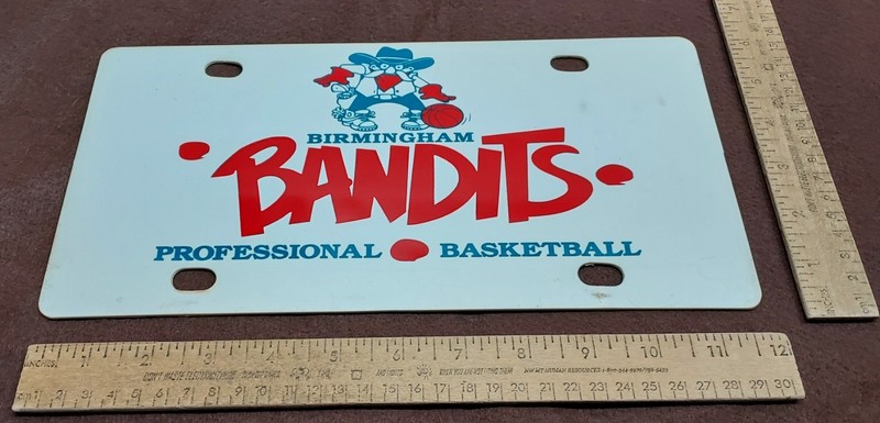 BIRMINGHAM BANDITS PROFESSIONAL BASKETBALL - novelty vinyl PLATE - listing #7741