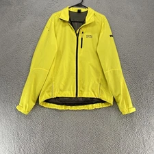 Gore Bike Wear Jacket Mens Large Yellow Windstopper Cycling High Visibility