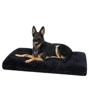 Washable AntiSlip Plush Kennel Pad Dog Crate Bed 41x27 Black for Large Dogs