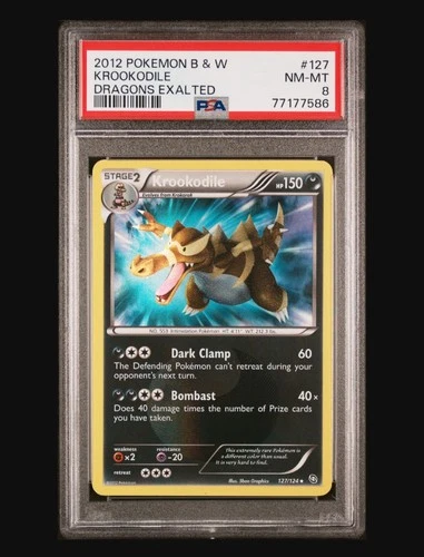2012 POKEMON B&W DRAGONS EXALTED #127 KROOKODILE PSA 8
