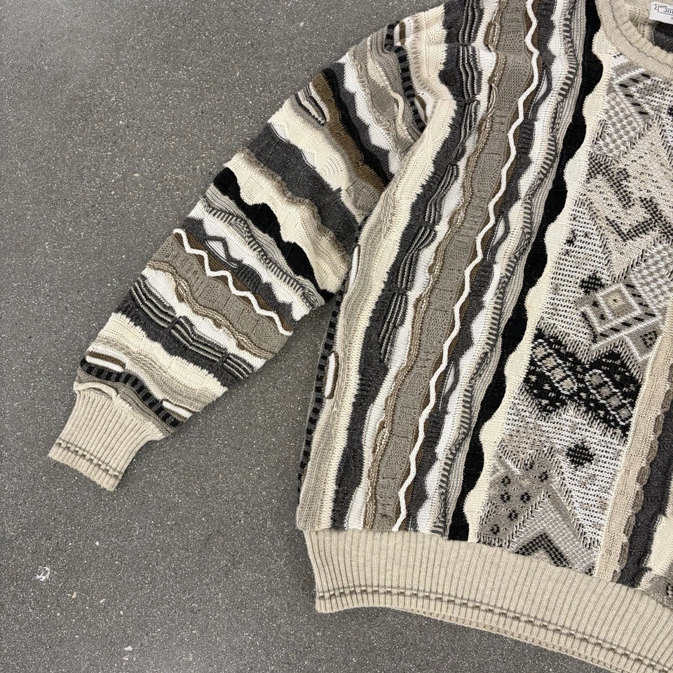 Suéter Cosby Vintage John Ashford 3D Texturizado Para Hombre Grande Estilo Coogi Colorido Foto 4 de 4