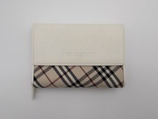 Authentic Burberry London Nova Check Pattern Leather Bi-fold Wallet Vintage COA