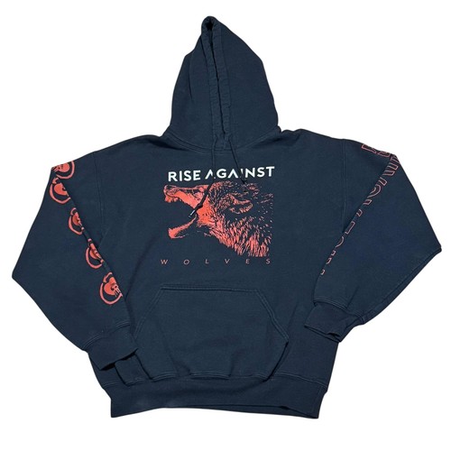 Sudadera con Capucha Rise Against Para Hombres Mediana Negra Lobos Álbum Pullover Banda Gráfico Gildan