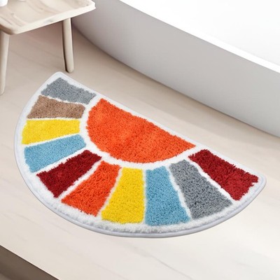 Vanleonet Half Circle Bath Mat Cute Moon Rug Colorful Sun 30*20, 
