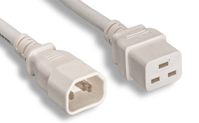 RiteAV Heavy-Duty Power Cord, C14/C19 14AWG SJT 15A/250V 3FT WHITE