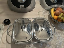 Edelstahl Buffetwärmer / Chafing Dish mit 2 Einsätzen Pyrex