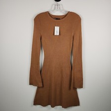 Long Sleeve Fit & Flare Sweater Dress ASOS Design Ribbed Camel Beige Tan - 8 NWT