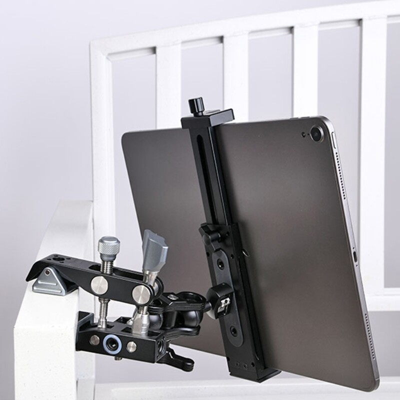 Universal Aluminum Alloy Tablet Holder Phone Stand Clip Mount with Cold Shoe - Picture 5 of 10