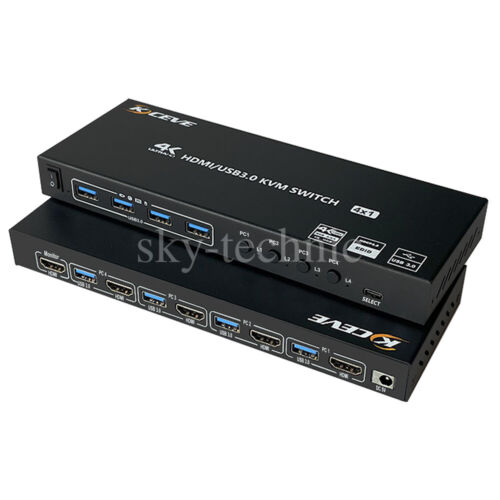 4K@60Hz HDMI KVM Switch 4 Ports USB 3.0 Hub Support HDR 4X1 for 4 PC US Plug - Bild 13 von 14