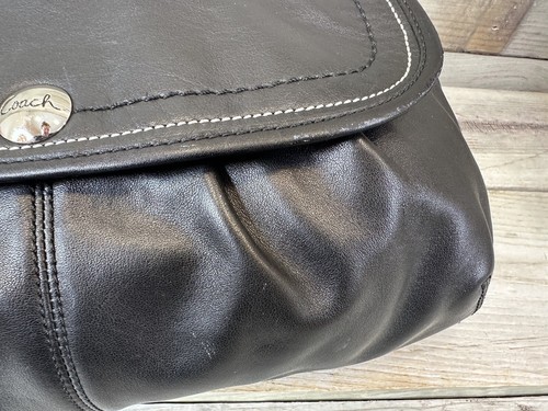 Coach Leather Black Pleated SoHo Shoulder Bag Pre Owned Silver Hardware F13729 - Picture 9 of 14