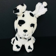 Vintage Russ Dalmatian Dog Plush Puppy Ear Up Sits Black Spots 7" Stuffed Animal