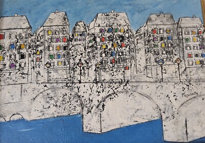 Vintage French Oil Painting signed Nicola Ortis Poucette 1960s