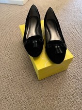 Circa Joan & David LUXE 8M Low Heel Black Suede & Patent Leather Tassel Shoes