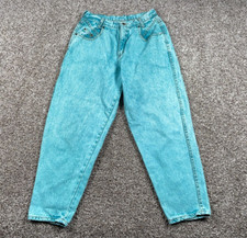 Zena 90s Acid Wash High Waisted Mom Jeans Women's 14 28 x 27 Green Blue Talon