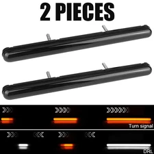 2x LED Switchback DRL Tube Light Strip Amber White Sequential Flow Turn Signal