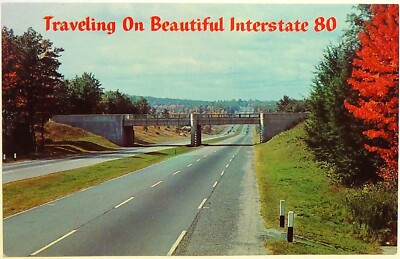 TRAVEL ~ Traveling On Beautiful Interstate 80 ~ Vintage Postcard UNUSED