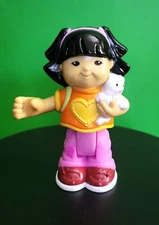 Fisher Price Little People 3" Sonya Lee Bendable Figure w/ Cat Backpack Student